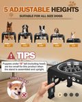 Jovrun Elevated Dog Bowls for Medium Large Size Dogs, Non-Slip Dog Feeder with 1*Stainless Steel Dishes & 1*Slow Feeder Bowl, 5 Heights Adjustable Raised Bowls to 3.15″-8.66″-9.84″-11.02″-12.2″