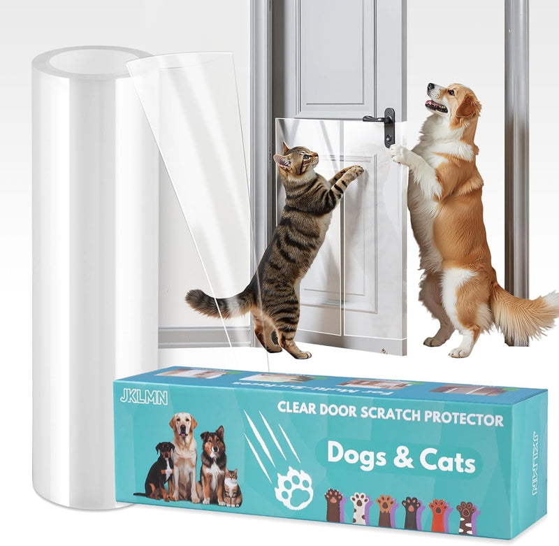 Door Protector from Dog Scratching – Transparent Dog Scratch Guard for Doors & Furniture – No-Residue Pet Scratch Protector, Durable & Trimmable Anti-Scratch Vinyl Sticker for Dogs & Cats (118
