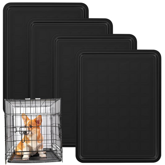 Suzile 4 Pack Heavy Duty Dog Crate Replacement Tray for 42 Inch Wire Dog Crates, Leakproof Plastic Kennel Pan, Thickened Cage Floor Liner, Easy Clean Crate Pan Replacement for Pets, Multipurpose Tray