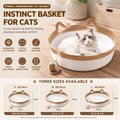Instinct Basket for Cats, 35/40/46cm Stimuli Handwoven Cat Basket Bed with Cat Ear Handles, Cotton Rope Cat Basket Bed B