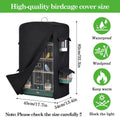 Klmnop Bird Cage Cover for Night, Black Waterproof Birdcage Cover with 4 Windows for Parakeet Cockatiel Conure (17.7x13.