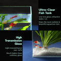 LAQUAL 10 Gallon Ultra Clear Glass Fish Tank, Rimless Low Iron Aquarium for Betta/Nano/Goldfish/Snail/Shrimp, Big Fish T