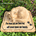 Cat Memorial Stones Grave Markers with A Sleeping Cat Statue on The Top - Cat Garden Stones Grave Stones Cemetery Marker