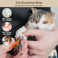maiwoste 35.5" Extra Large Cat Grooming Wrap – Anti-Escape Cat Wrap for Cutting Nails, Brushing & Medication – Soft, Comfortable, Reusable, Self-Adhering, Holds Cats Up to 22lbs (Elephant Cat)