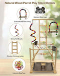 Niwaes Bird Play Stand, Large Parakeet Playground, Natural Wood Parrot Perch Stand, Birds Play Gym Cockatoos Cage Accessories with Feeder Cups Swings for Cockatiel Budgie Conure