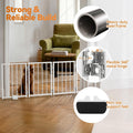 BFNN Free Standing Dog Gate, 16.5" High Short Pet Gate for Stairs and Doorways, Up to 48" Wide Foldable Puppy Fence, Indoor & Outdoor Use, No Drilling and No Assembly, for Small & Toy Dogs, White