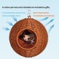 Small Animal Hammock, PP Rattan Hiding Place with Removable Cotton nest, Suitable for Hamsters, Guinea Pigs, Rats, Sugar