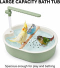 Indoor Bird Bath Fountain & Parrot Shower with Natural Pine Wood Perch