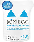 Boxie Unscented 30 Day Odor Control Clumping Clay Cat & Kitty Litter 16 lb, 99.9% Dust-Free, Hard Flat Top Clumps, No Fragrances No Fillers, Long-Lasting, Easy to Scoop
