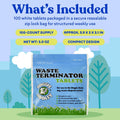 Doggie Dooley Waste Terminator Tablets - Resealable Pouch, 100 Count White