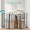 No Pawblems Free Standing Dog Gate with Door, 36'' Tall Foldable Dog Fence for Indoor & Outdoor, Up to 78 Inch Extra Wide Puppy Gate for Stairs, Hallways, Doorways, Deck, Yard (Black, 3 Panels)