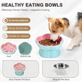 Koieam Cat Slow Feeder Flower-Shaped Ceramic Slow Feeder Cat Bowl, Tilted Raised Cat Slow Feeder Bowl for Whisker Relief, Prevents Vomiting & Bloating, Non-Slip Base