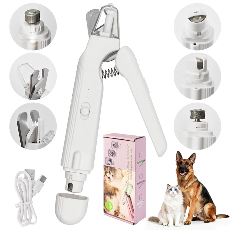 2-in-1 Cat Nail Clipper & Dog Nail Clippers with 2 Led Lights,Claw Clippers with Quick Sensor for Medium Small Dogs Cats,Pets Nail Trimmers & Grinder Quiet with Safety Guard