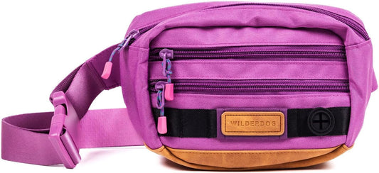 Wilderdog Utility Fanny Pack stores Treats, Balls, Keys in 3 Pockets with adjustable strap and Poop Bag dispenser
