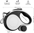 TailyWags Retractable Dog Leash 26FT for Large Dogs up to 110lbs, Extra Long Strong Nylon Tape, 360° Tangle-Free, One-Handed Brake&Lock, with Poop Bag Dispenser, Ergonomic Anti-Slip Handle (White)
