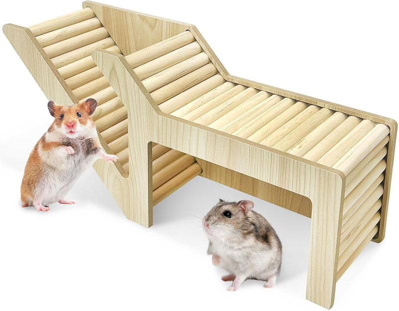 PINVNBY Hamster Burrow Tunnel Hideout Wooden Hamster Climbing Ladder Toy Cage Decor Accessories for Gerbil Mice or Other