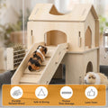 XiaZ Guinea Pig Hideout, Large Wooden Guinea Pig Castle with Stair, Detachable Double-Decker Small Animal House, Habitat