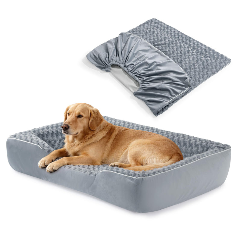 HOMBYS Dog Bed Covers Replacement Washable, Ultra-Soft Rose & Crystal Velvet Plush Waterproof Pet Bed Liner for Semi-Enclosed Beds, Machine Washable Cover Only (Fits 42-44
