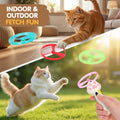 AGIFTMIND Cat Fetch Toy, Rechargeable Flying Disc Launcher with 6 Flying Discs, Cat Interactive Hunting Toys for Outdoor & Indoor (White)