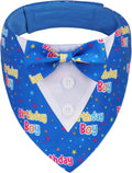 ADOGGYGO Birthday Dog Bandana with Bowtie, Blue Boy Dog Tuxedo