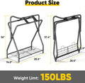 Queension Horse Saddle Rack for English Saddle, Foldable Saddle Stand with Bottom Storage for Horse Tack, Saddle Pad Rac