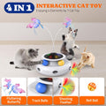 Pawtners Interactive Cat Toy, 4 in 1 Automatic Interactive Kitten Toys for Indoor Cats Rechargeable with Fluttering Butterfly, Track Balls and Ambush Feather