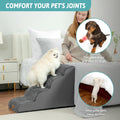 COZY KISS Dog Stairs for Small Dogs 19.7" H, Curved Dog Step for Puppy, Older or Cat, Medium Pet Ramp for Sofa, Couch or Bed, Ladder with High Density Foam, 4 Step, 15.7x28.3x19.7 inch, Charcoal Grey