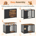 YATINEY Foldable Dog Crate Furniture, Dog Crate with DIY Frame, Heavy Duty Dog Kennel Indoor with Hooks, Wooden Dog Cage