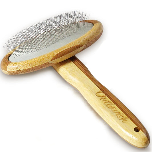 Outlavish Sheepskin Brush Rug Wool Carpet Cleaner Bamboo Wire Slicker Carding, Unmats Fur & Restores Like New, Longer Prongs, Stronger Design, To Fluff Fleeces, Sherpa, Macrame & Faux Fur Blankets