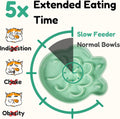 Elevated Slow Feeder Cat Bowl with Stand, 6.3" Ceramic Fish Maze Cat Food Bowl, Raised Whisker Friendly Wide Shallow Cat