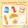 KIPRITII Breakfast Squeaky Dog Toys for Small Dogs with Storage Bag