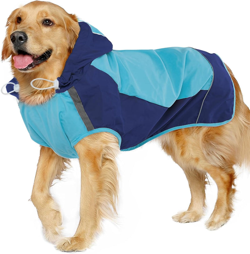 IECOii Hooded Dog Raincoat,Reflective Large Dog Rain Poncho,Ensure Safety in Low - Light Conditions, Adjustable Fit with