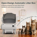 Automatic Cat Litter Box Self Cleaning - App Control, Open-Design, Smart Health Monitor, Suitable for Medium Cats and Ki