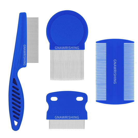 GNAWRISHING Flea Comb 4Pcs with High Strength Teeth Pet Tear Stain Remover Combs, Pet Dog Cat Grooming Comb Set Effective Float Hair Remover
