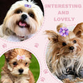 Naturahand 22 Pieces Cute Dog Hair Bows with Elastic Rubber Bands, Small Puppy Hair Accessories with Butterfly Flower Pearls Double Bow for Pets Dogs Cats Hair Grooming (Purple and Pink)