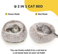 CATISM Plush Hooded Cat Bed, Calming Nest, Self-Warming Cave, Cozy Pod for Indoor Cats or Small Dogs, Removable Washable Cove With Non-Slip Bottom