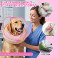 EMUST Inflatable Dog Donut Collar with Protective Shield, Soft Pet Recovery E-Collar for Dogs After Surgery, Adjustable 