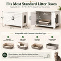 Homhedy Cat Litter Box Enclosure, Wooden Cat Washroom Furniture with Barn Door, Pet House, Fit Most of Litter Box, White