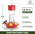 Kingsyard 2-Pack Glass Hummingbird Feeder for Outdoors Hanging, 10 oz Leak-Proof Humming Bird Feeders with Ant Moat & Be