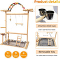 Wooden Bird Play Stand with Swing for Cockatiels and Parakeets