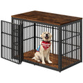 Lyromix 54" Dog Crate Furniture with Foldable Door, XXL Dog Crates for Large Dogs, Wooden Decorative Dog Cage Kennel Indoor End Table, Rustic Brown