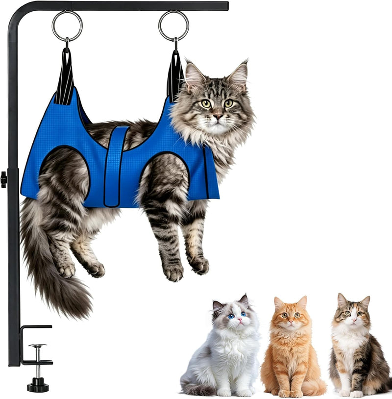 Cat Grooming Hammock with Stand, Cat Holder for Cutting Nails & Grooming