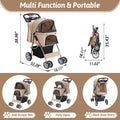 Foldable Pet Stroller 4 Wheels for Small Medium Dogs Cats