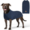 KYEESE Dog Sweater for Large Dogs with Leash Hole Warm Pullover with Reflective Yarn Male Thick Stretchy Knitwear Winter Soft Pet Coat boy for Cold Weather Comfy Dog Sweaters, Navy Blue, XX-Large