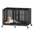 Snuowu 48 Inch Heavy Duty Dog Crate with Wheels, Metal Big Dog Cage for Large and Medium Dogs, Extra Large XL XXL Indestructible Dog Crate with Removable Tray.