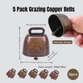 5 Pack Grazing Copper Bells, Metal Cow Bells for Dogs, Animal Copper Loud Bronze Bell, Small Brass Bell, for Cow Horse Sheep Cats Small Pets Anti-Theft Accessories (Red Bronze)