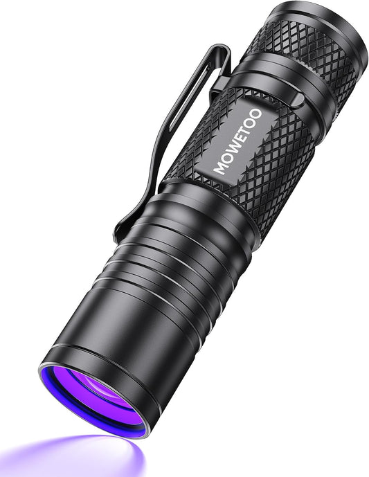 Black light UV Flashlight Rechargeable, 395nm Mini Zoomable Blacklight Woods Lamp, Portable But Powerful USB Ultraviolet Flashlights for Pet Urine Detection, Home, Scorpions, Resin Curing, Leak