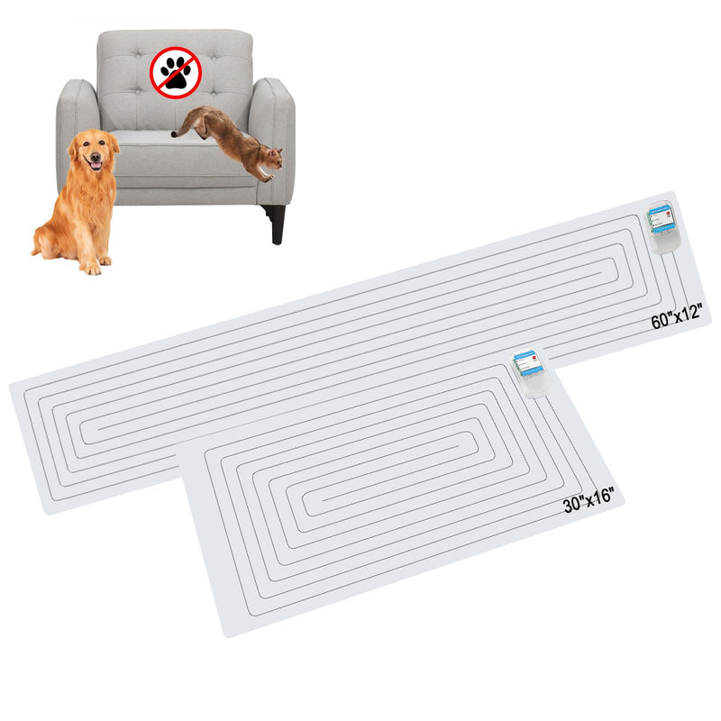 SEERWAY Scat Pet Shock Mat 2 Pieces in Different Size, Shock Pads for Dogs and Cats Training Indoor, Electric Repellent Mat Keeps Pets Off Couch, Sofa, Countertop, 3 Modes (60