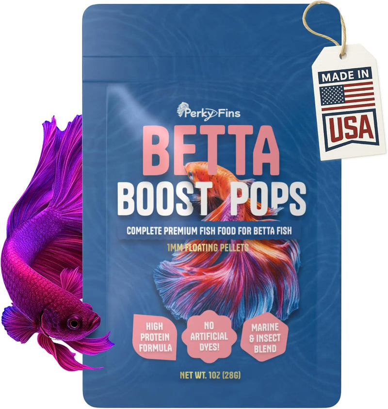 Betta Boost Pops | High-Protein Betta Fish Food Pellets Made in USA | Marine & Insect Protein | Floating & Slow-Sinking 