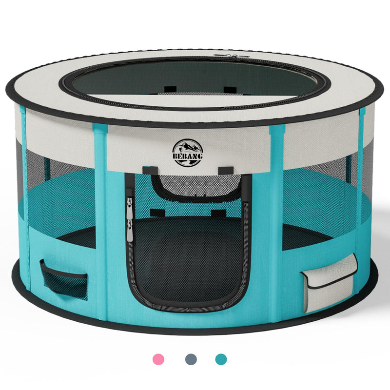 Dog Playpen Puppy Play Pen Indoors Pet Crate Small Dog Cage Portable Foldable Cat Kennel for Kitten Hamster Rabbit Bunny Guinea Pig with Collapsible Food Bowl Carrying Case